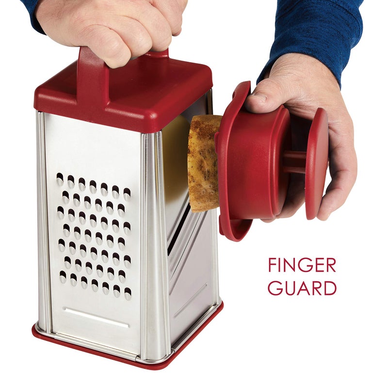Rachael Ray Tools and Gadgets Stainless Steel Box Grater for Vegetables, Chocolate, Hard Cheeses, and more, Red(9.43 x 8.84 x 8.06 inches) - Image 3